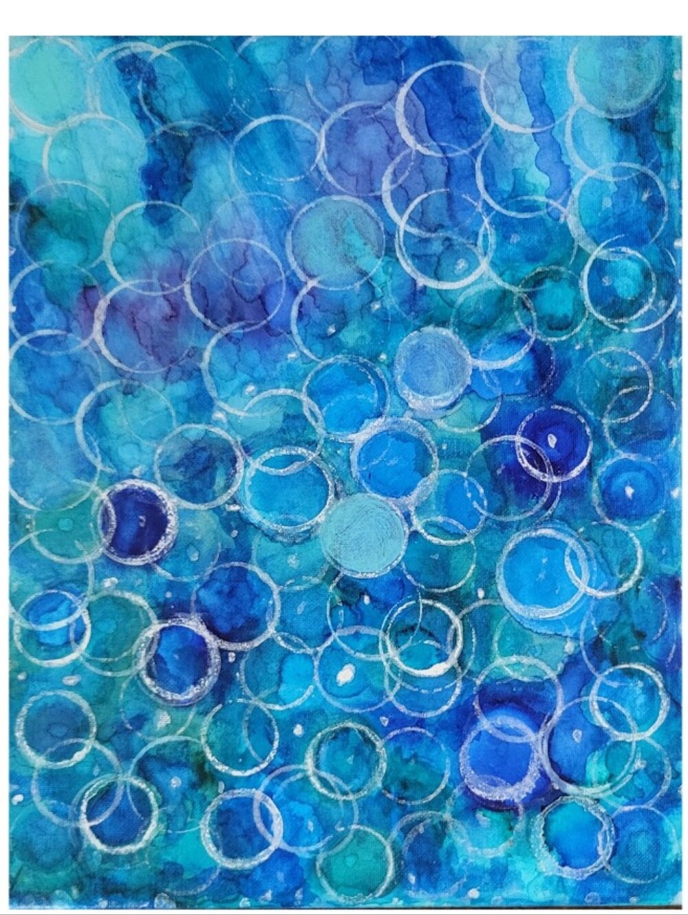 Hand Crafted Blue and Purple Abstract Design 11x14 Inches Canvas Painting